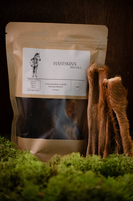Hästskinn med Päls – Mindre Bitar med Naturlig Tuggkänsla