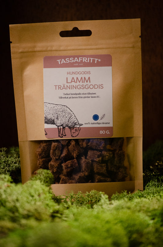 Tassafritt Belöningsgodis Lamm – Litet, naturligt och oemotståndligt!